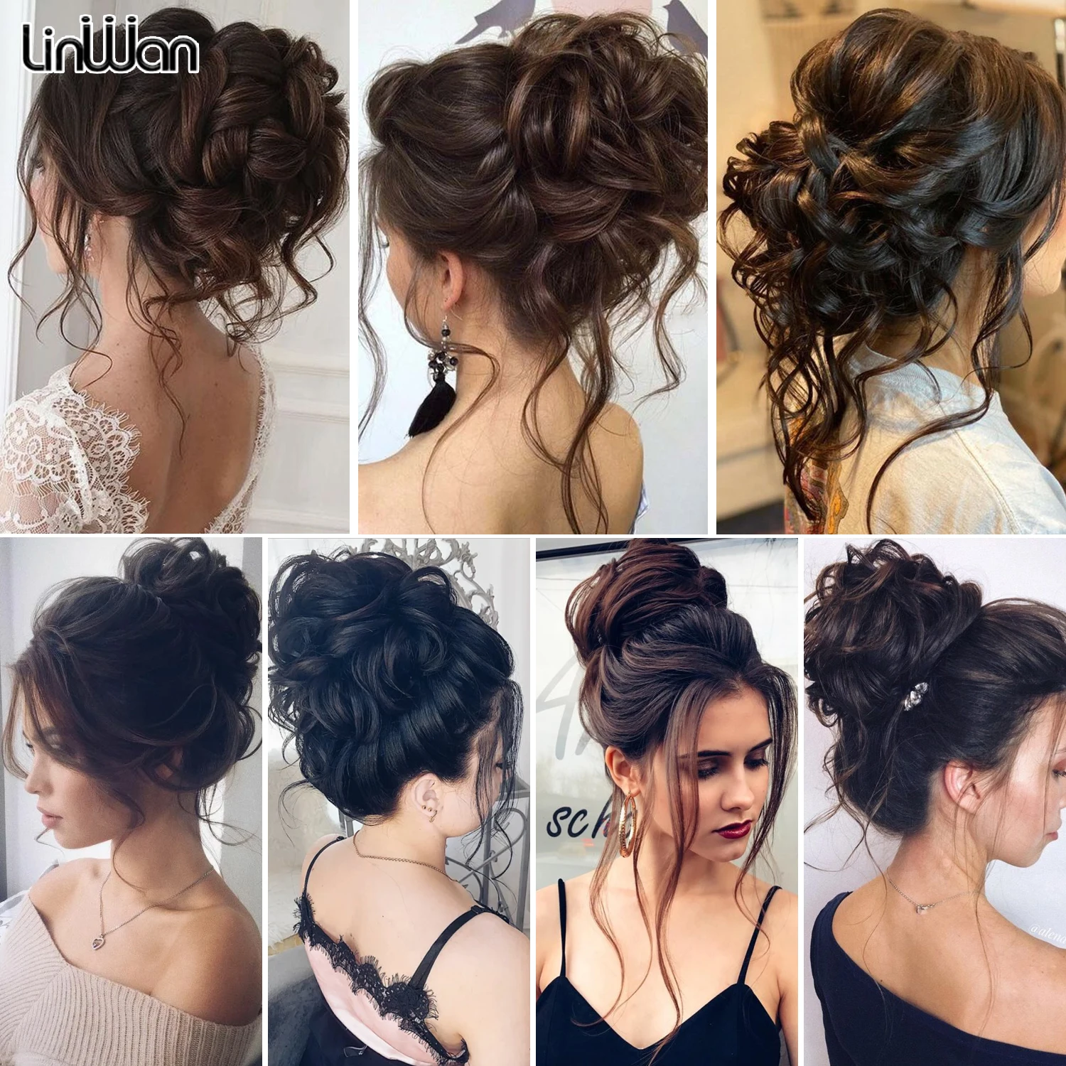 Chorliss 합성 클로 Chignon 여성 지저분한 곱슬 푹신한 머리 롤빵 클립 포니 테일 헤어 익스텐션 Natural False Hairpieces