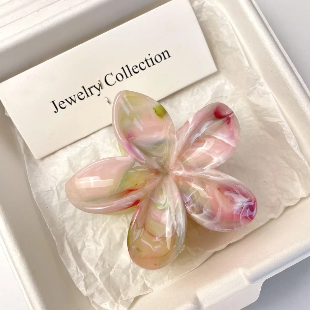 꽃 헤어 크랩 헤어 클립, 캐주얼 꽃 헤어 클로 클립, 상어 머리핀 바레트, 여름 패션