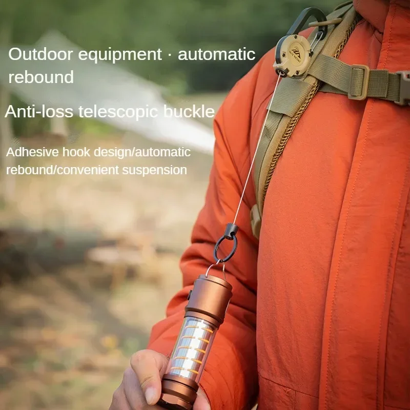 튼튼한 개폐식 풀 배지 ID 릴 카라비너 키 체인 철사 로프 버클 키홀더 야외 키 체인 도구, 1 개