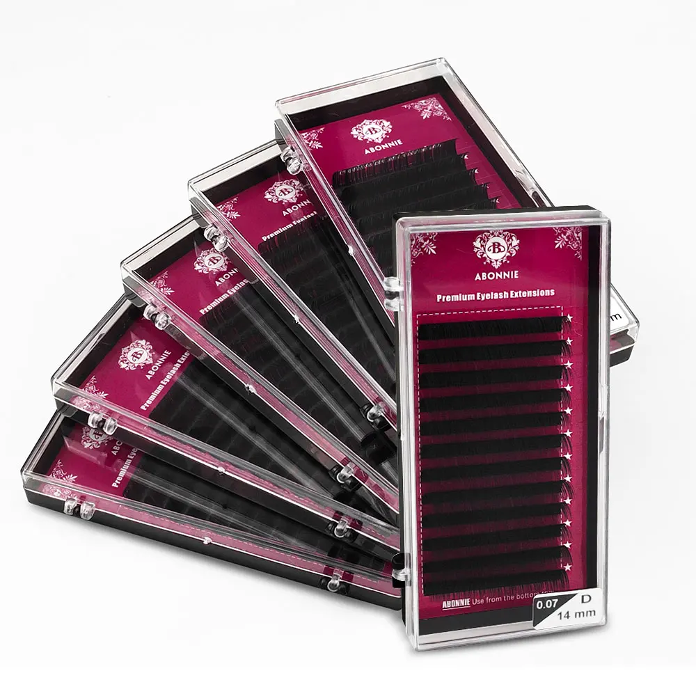 Abonnie 모든 사이즈 B/C/D/J 컬 클래식 개별 속눈썹 확장 밍크 속눈썹 트레이 러시아어 볼륨 매트 속눈썹