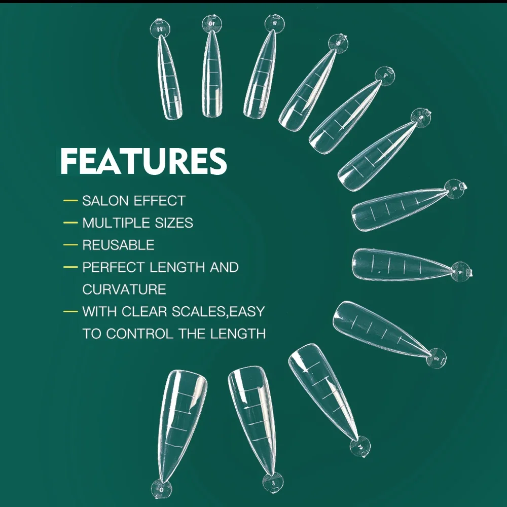 네일팝 확장 가짜 네일 팁 아크릴 조각 전체 커버 가짜 네일 폼, 손가락 UV 젤 광택 빠른 건물 금형 아트 도구