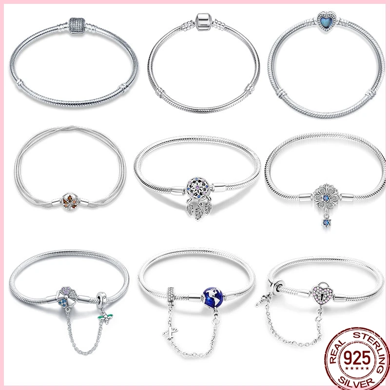 하트 포장 지르코니아 오리지널 팔찌, 인피니티 팔찌, DIY 참 비드, 생일 쥬얼리 선물, 인기 판매, 925 실버, 17-20cm