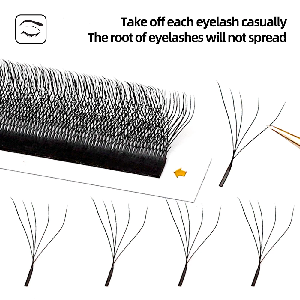LAIYANUO W 모양 블룸, 2D 3D 4D 5D 6D 7D 8D 자동 꽃, 프리메이드 팬 속눈썹 연장, 자연스러운 YY 개별 속눈썹