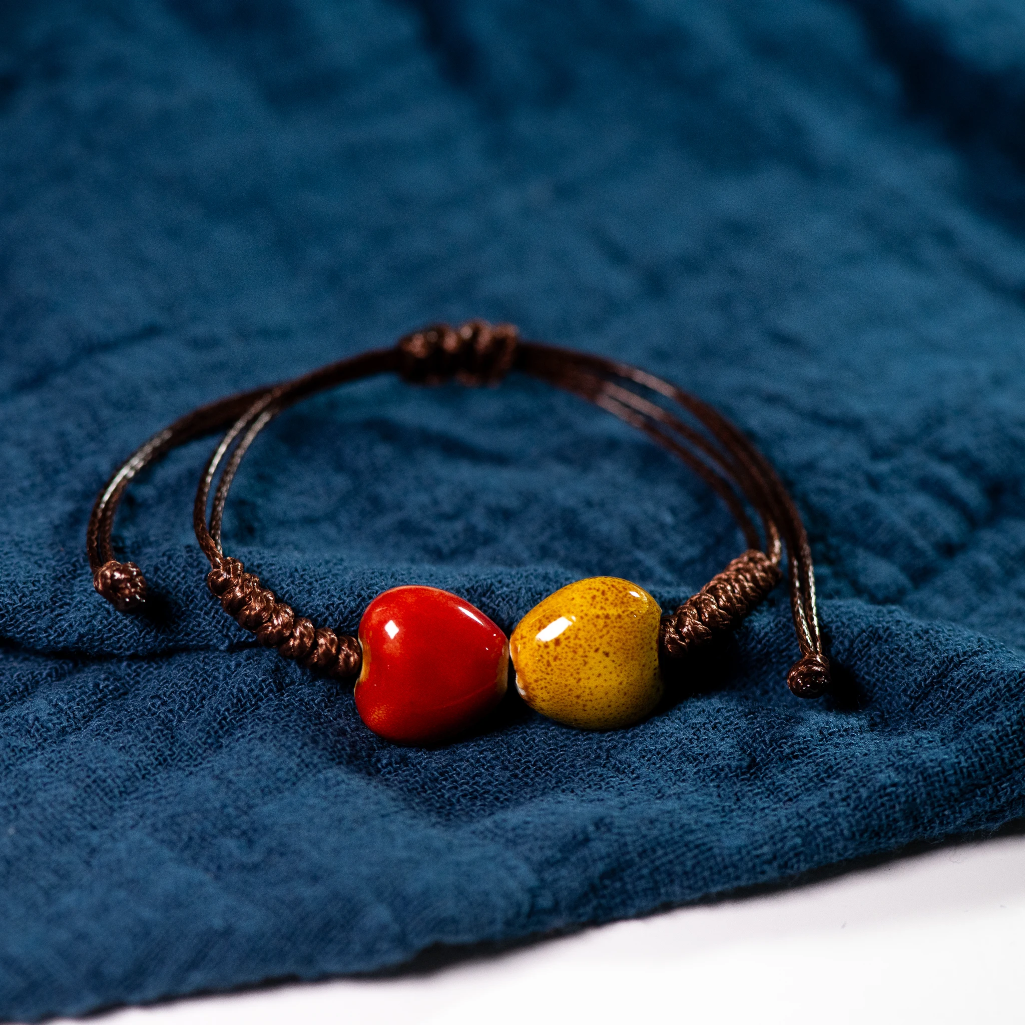 러브 스톤 여성용 세라믹 팔찌, 손으로 짠 커플 쥬얼리, 작은 도매, #5347