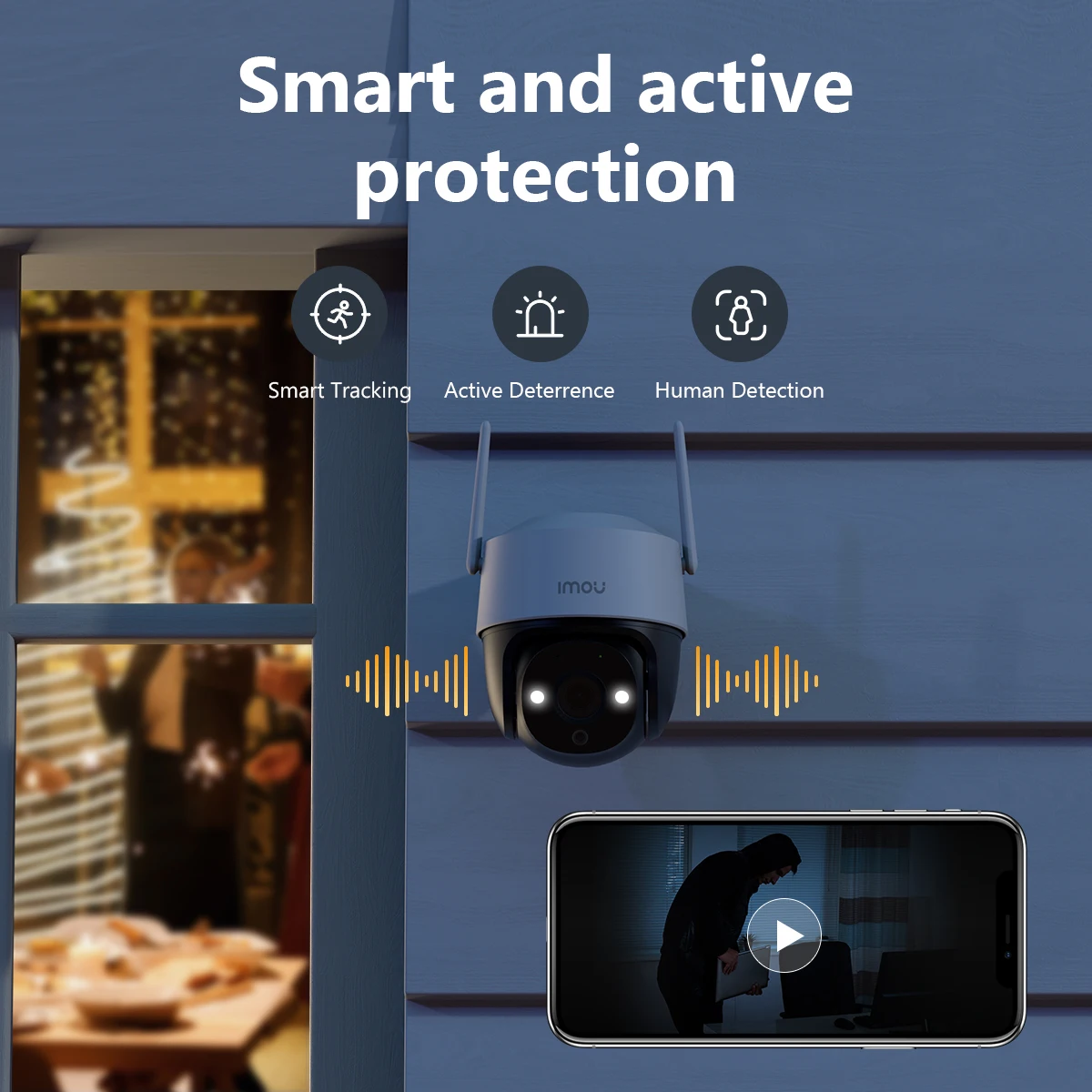 IMOU 크루저 야외 PTZ 와이파이 카메라, 양방향 오디오, 다채로운 야간 투시경, AI 인간 감지, IP66, 3MP