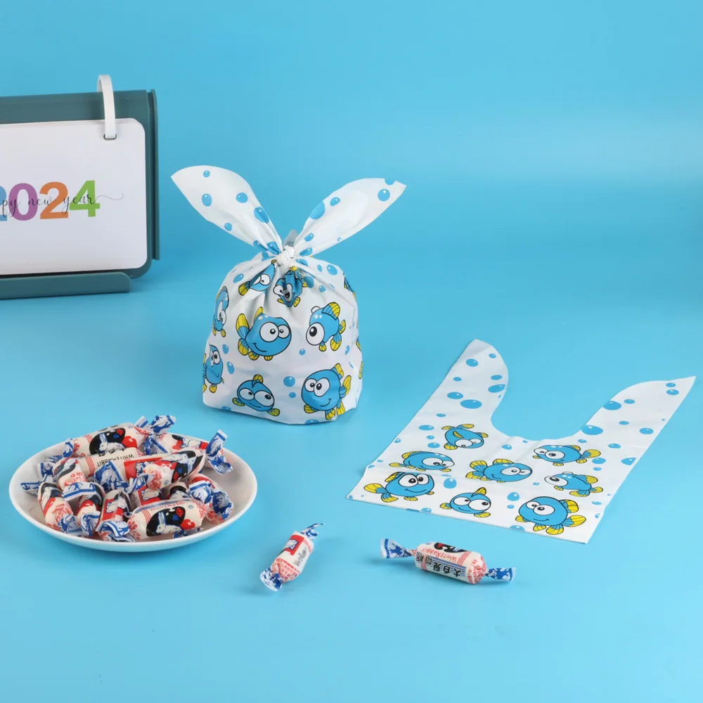 플라스틱 사탕 가방, 쿠키 귀여운 판지 토끼 귀 가방, 비스킷 스낵 베이킹 포장 용품, 어린이 선물 도매, 10 개, 25 개, 50 개