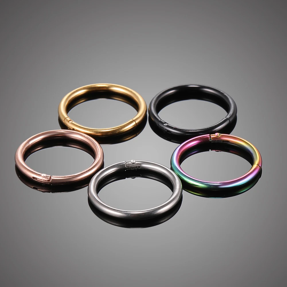 1PC 12G-20G Septum 피어싱 외과 강철 리모콘 힌지 세그먼트 링 고스 코 후프 귀걸이 립 귀 연골 헬릭스 피어싱
