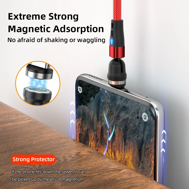 AUFU 마그네틱 C 타입 케이블, 삼성 S21 화웨이 P30 용, 아이폰 샤오미 마이크로 USB 데이터 코드, 5A, 고속 충전 와이어