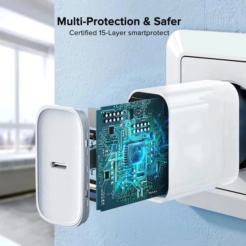 애플용 오리지널 USB C 고속 충전기, 아이폰 16, 15, 14, 13, 12, 11 프로 맥스, 8 플러스, 고속 충전 케이블, 전화 액세서리, 35W