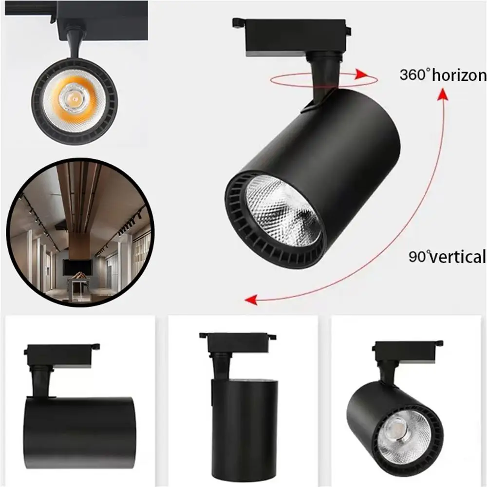 LED 트랙 라이트 세트, 고정장치 COB 트랙 조명, 벽 램프 레일, 220V 스포트라이트, 의류 매장 및 가정용