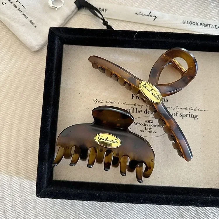 여성용 레트로 헤어 클립, 아크릴 골드 컬러, 레터 헤어 클로 클립, 트렌디 크로스 헤어핀, 한국 헤어 액세서리, 소녀 머리 착용