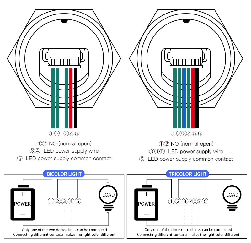 초단 LED 라이트 스위치, 와이어 포함, 순간 셀프 리셋, 방수 금속 푸시 버튼 스위치, 19mm, 22mm, 25mm, 30mm, 3V, 6V, 12V, 24V, 220V