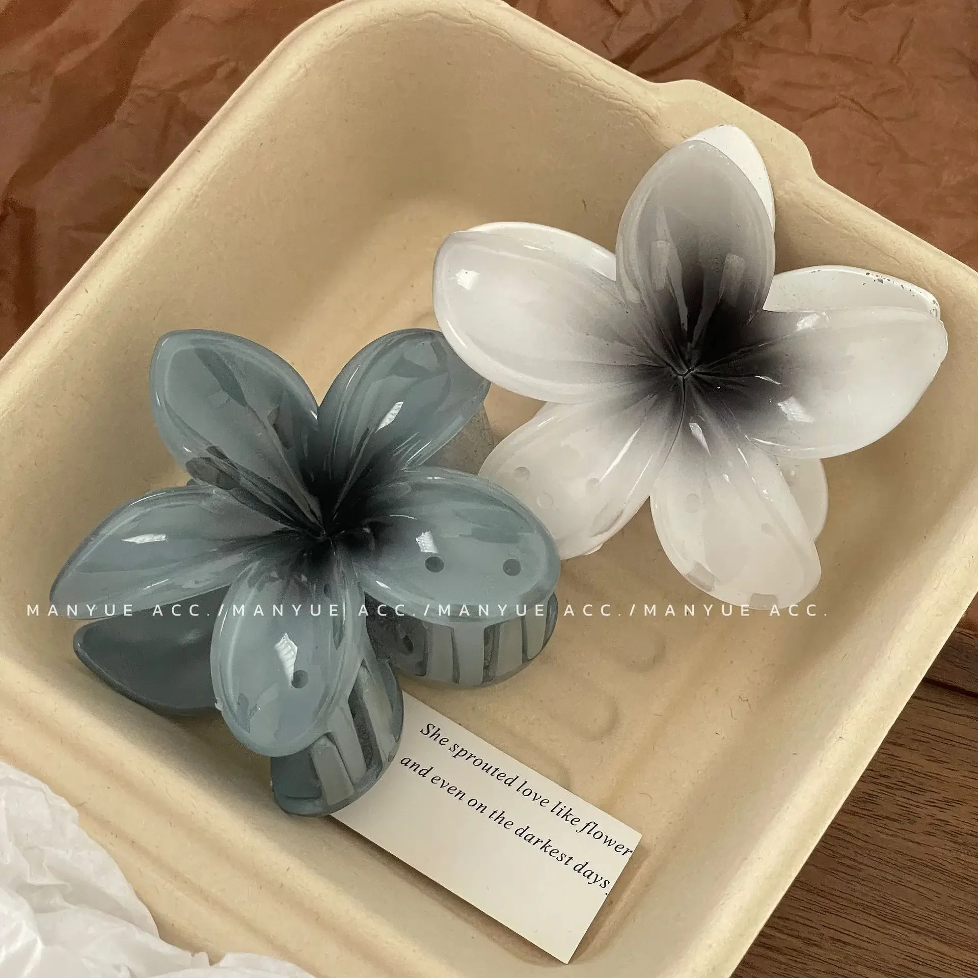 하와이안 그라디언트 헤어 클립, 꽃 머리 발톱, 큰 사이즈 패션 머리 착용 머리핀, 여성용 게 바렛 헤어 액세서리