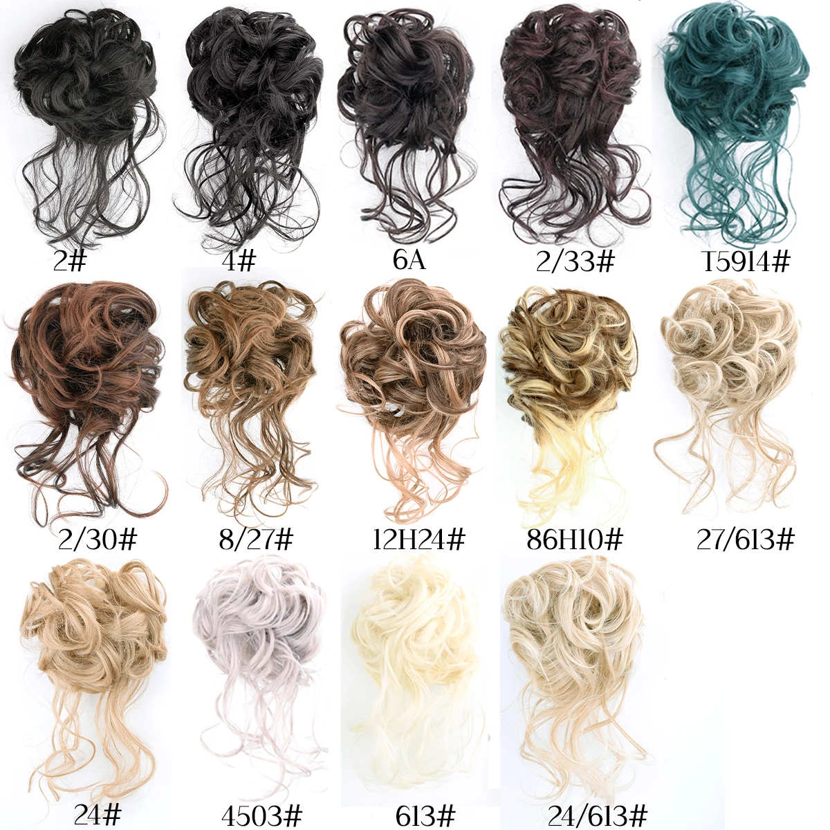 Chorliss 합성 클로 Chignon 여성 지저분한 곱슬 푹신한 머리 롤빵 클립 포니 테일 헤어 익스텐션 Natural False Hairpieces