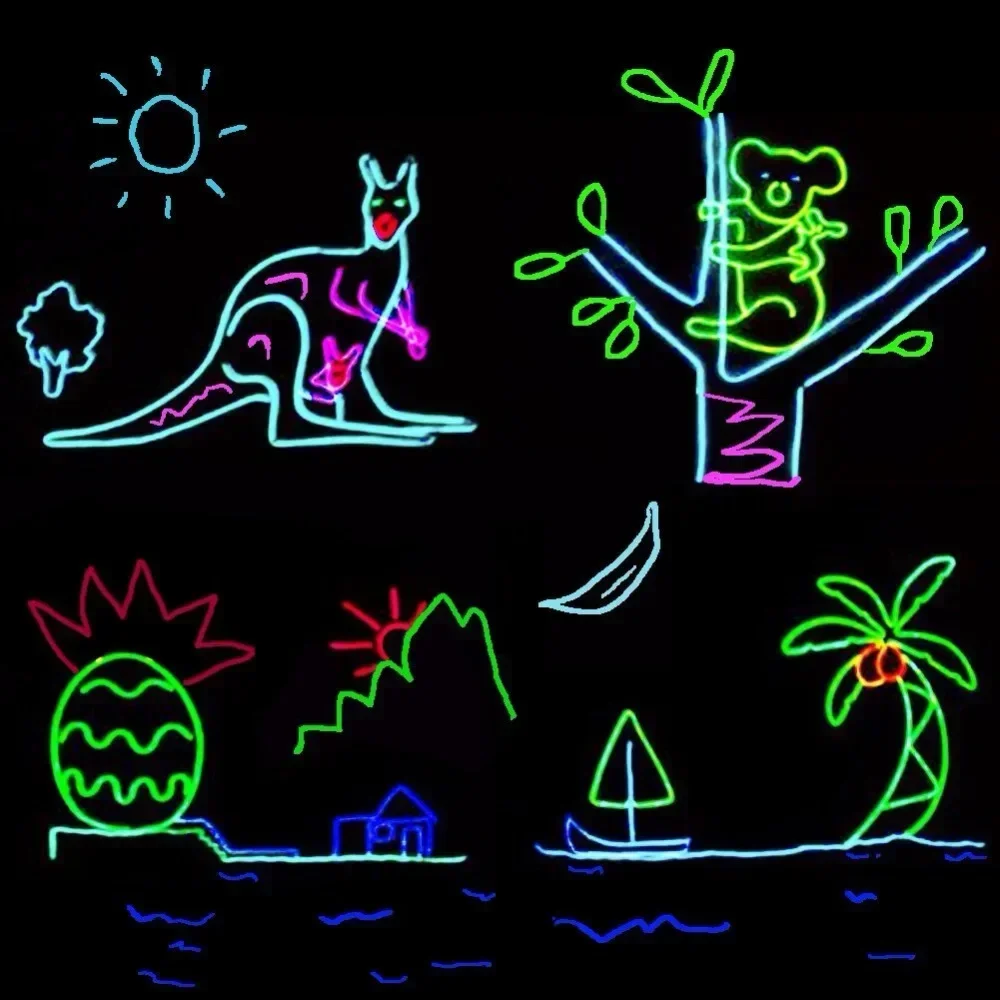 글로우 EL 와이어 케이블 LED 네온 크리스마스 댄스 파티 DIY 의상, 빛나는 자동차 조명 장식, 옷 무도회 레이브, 1m 3m 5m