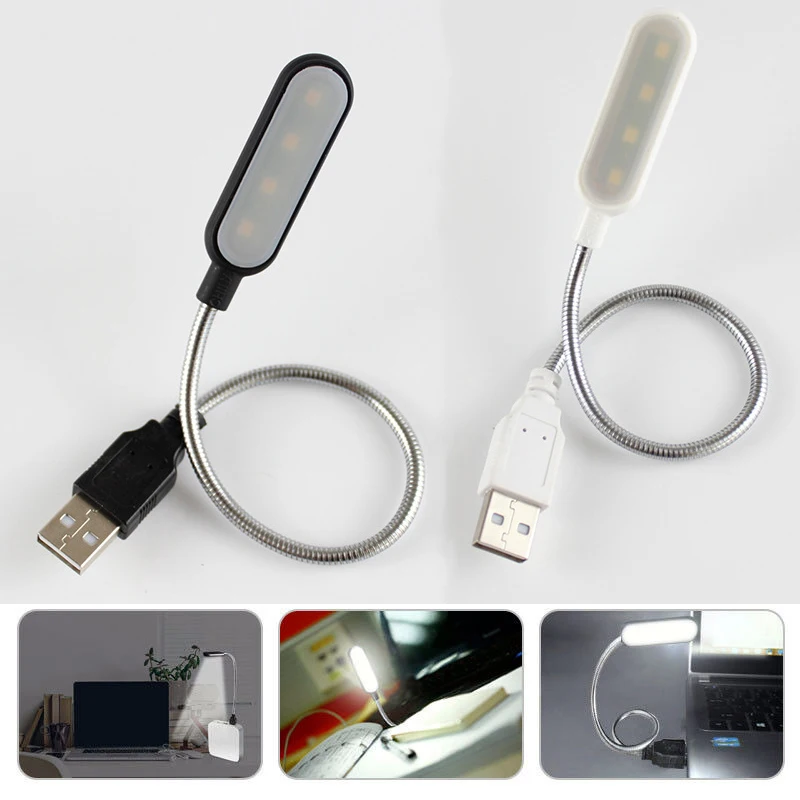 미니 LED 책 램프, 휴대용 USB 독서 야간 램프, 흰색 및 따뜻한 색상, 테이블 책상 램프, 노트북 파워 뱅크, 노트북 PC 컴퓨터용, 4 LED