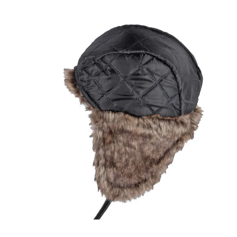 겨울용 Ushanka 모자 남녀공용, 파일럿 에비에이터 봄버 트래퍼 모자, 인조 모피 가죽 스노우 캡, 이어 플랩 파일럿 겨울 봄버 모자