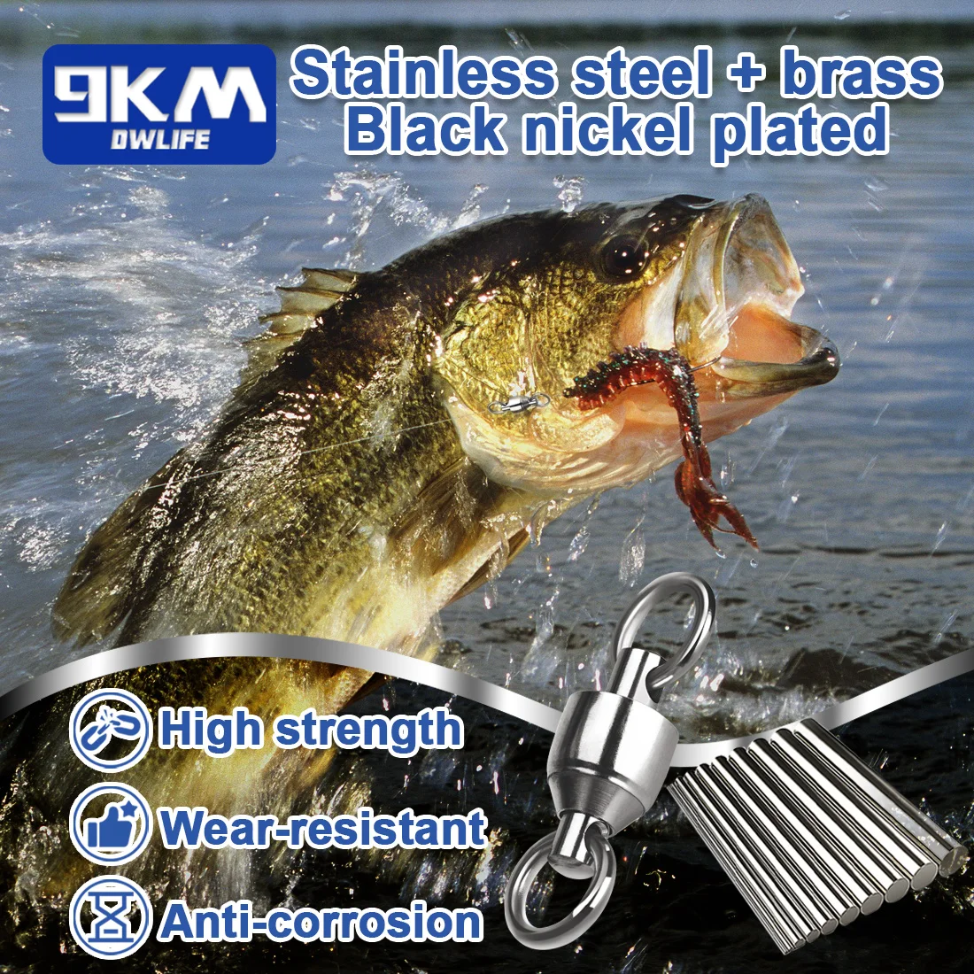 20~100 팩 볼 베어링 회전 솔리드 링 스테인리스강 낚시 연결고리 담수 해수 낚시 끌낚기 미끼 루어용