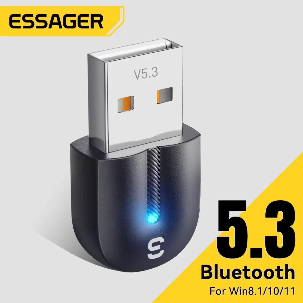 Essager USB 블루투스 5.3 어댑터, Aux 오디오 리시버 송신기, PC 스피커, 노트북 사운드박스, 무선 마우스, USB 송신기 title=Essager USB 블루투스 5.3 어댑터, Aux 오디오 리시버 송신기, PC 스피커, 노트북 사운드박스, 무선 마우스, USB 송신기 