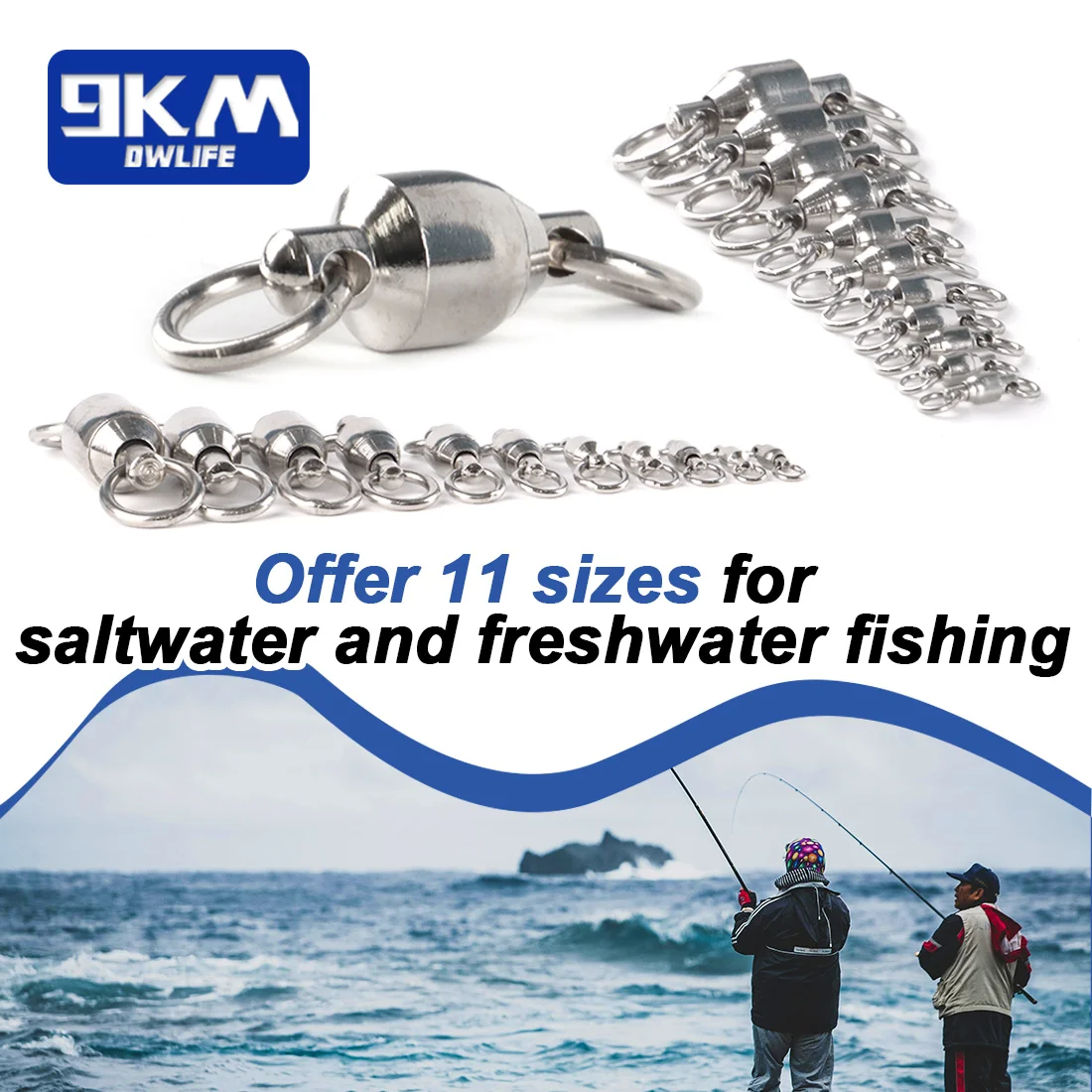 20~100 팩 볼 베어링 회전 솔리드 링 스테인리스강 낚시 연결고리 담수 해수 낚시 끌낚기 미끼 루어용