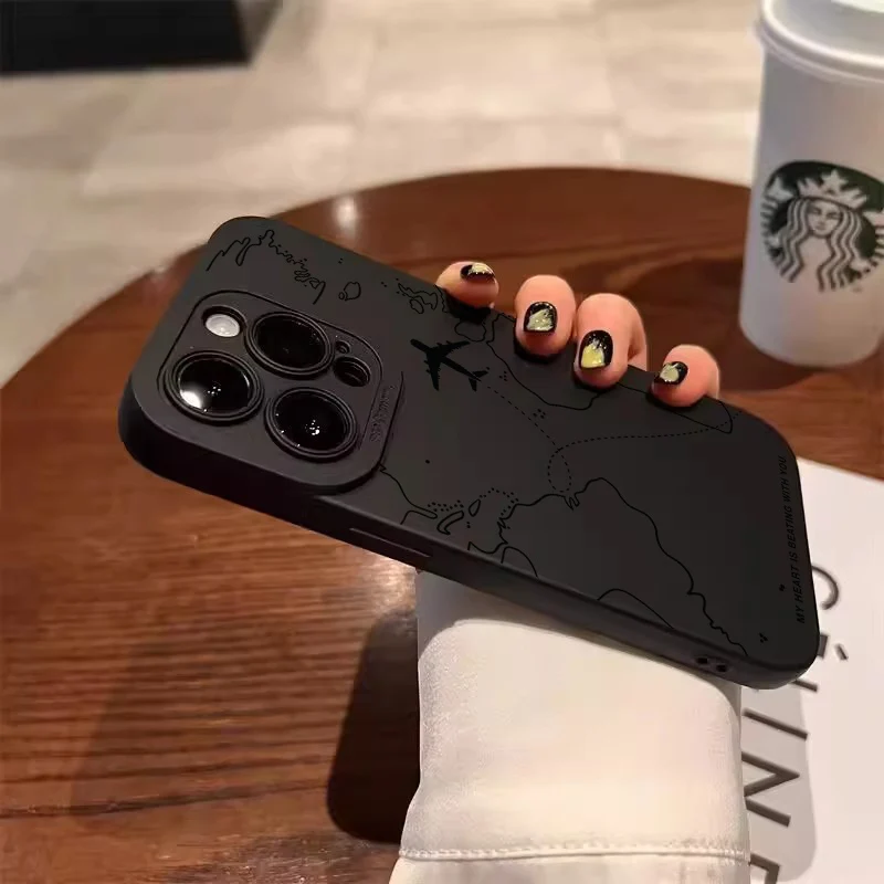 여행용 영감 비행기 경로 디자인 휴대폰 케이스, 아이폰 15 14 13 12 11 16 프로 맥스 미니 7 8 15 16 플러스 X XR XS SE2 소프트 커버