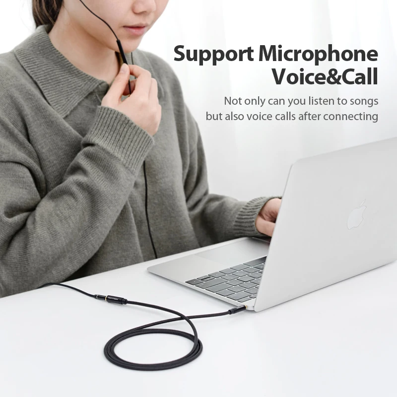 Vention 차량용 잭 3.5 Aux 연장 케이블, 노트북 미니 PC TV 샤오미 화웨이 스테레오 3.5mm 잭, 헤드폰 스피커 케이블 보조