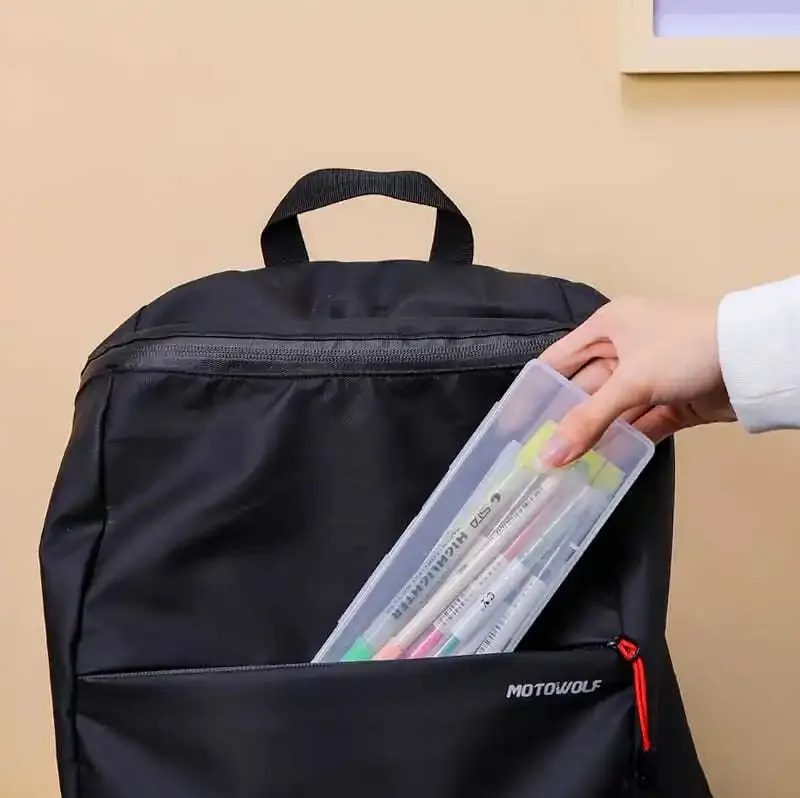 PP 소재 투명 연필 상자 파우치, 학교 필통 용품, 연필 보관, 1 개