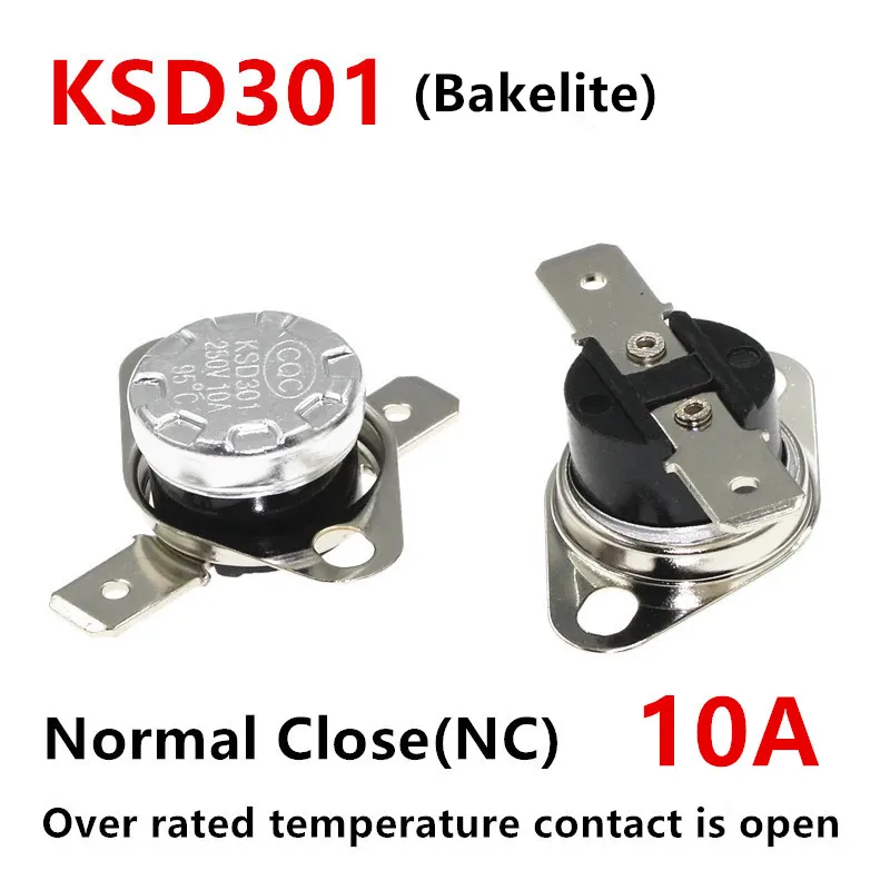 KSD301 KSD302 40-300 도 세라믹 스위치, 평상시 닫힘 온도 조절 45C 75C 85C 90C 135C 220C 300C, 10A, 16A, 250V