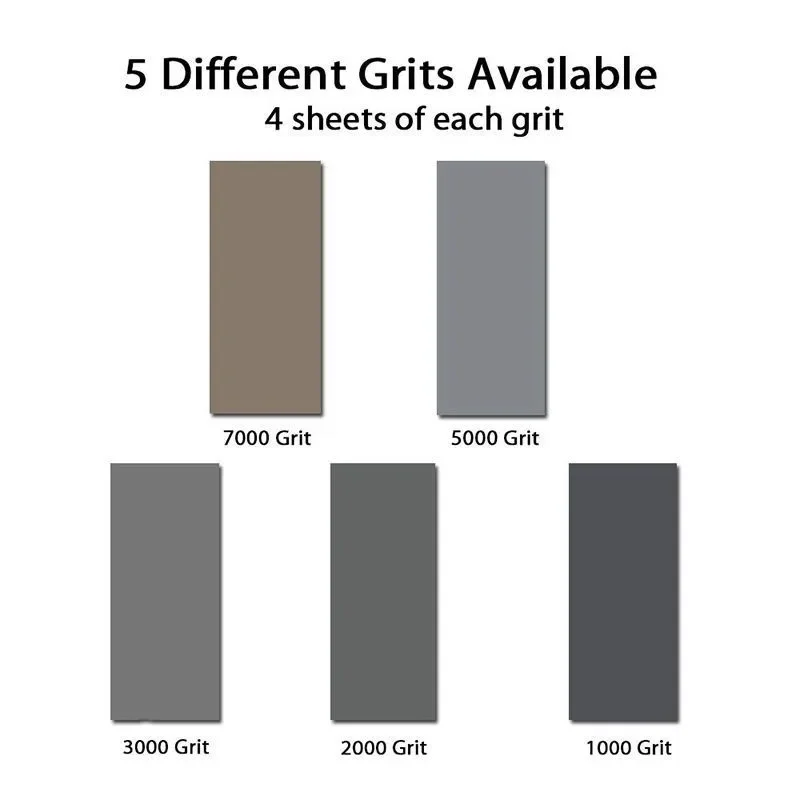 20pc 사포 세트 1000/2000/3000/5000/7000 그릿 샌딩 종이 물/건식 연마 사포 목재 금속 연마 자동차