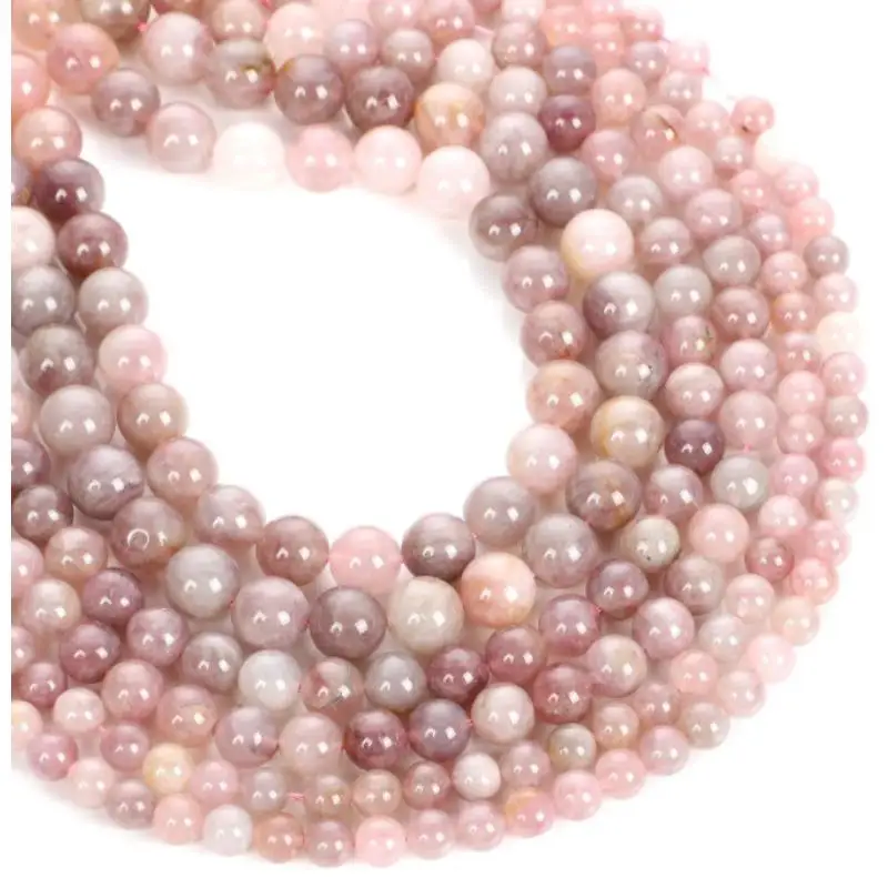 천연 스톤 핑크 오팔 참 루즈 비즈, DIY 라운드 비즈, 쥬얼리 액세서리, 패션