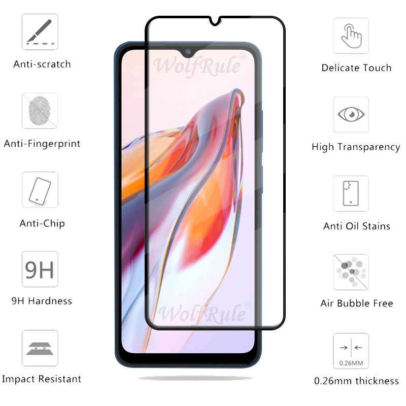 Redmi 12C 유리 용 4/3/2/1PCS Xiaomi Redmi 12C 강화 유리 보호용 전체 커버 접착제 HD 9H 화면 보호기 Redmi 12C 용