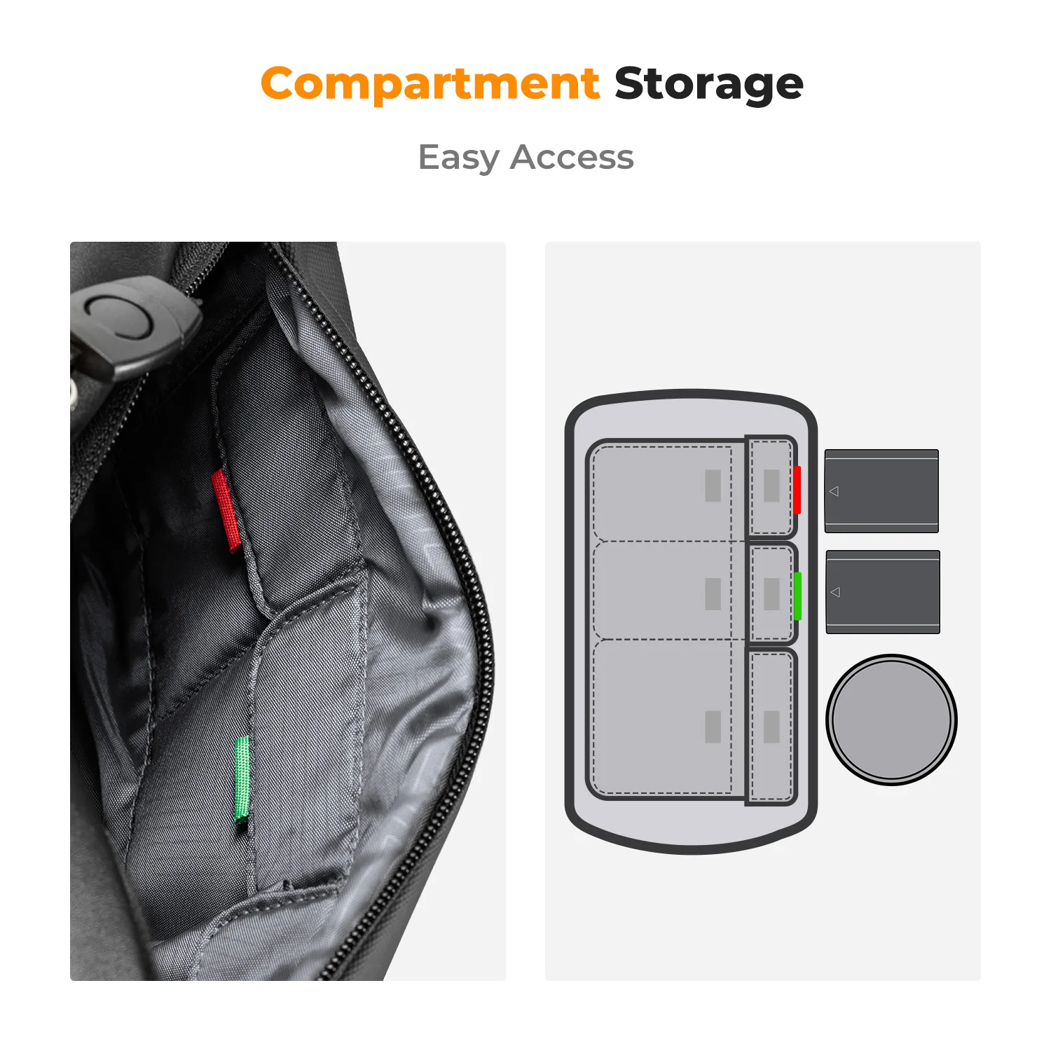 K & F Concept 카메라 숄더백, 디지털 캐논, 니콘, 소니, DJI 드론용, 경량 여행 사진 슬링백, 휴대용 파우치, 10L