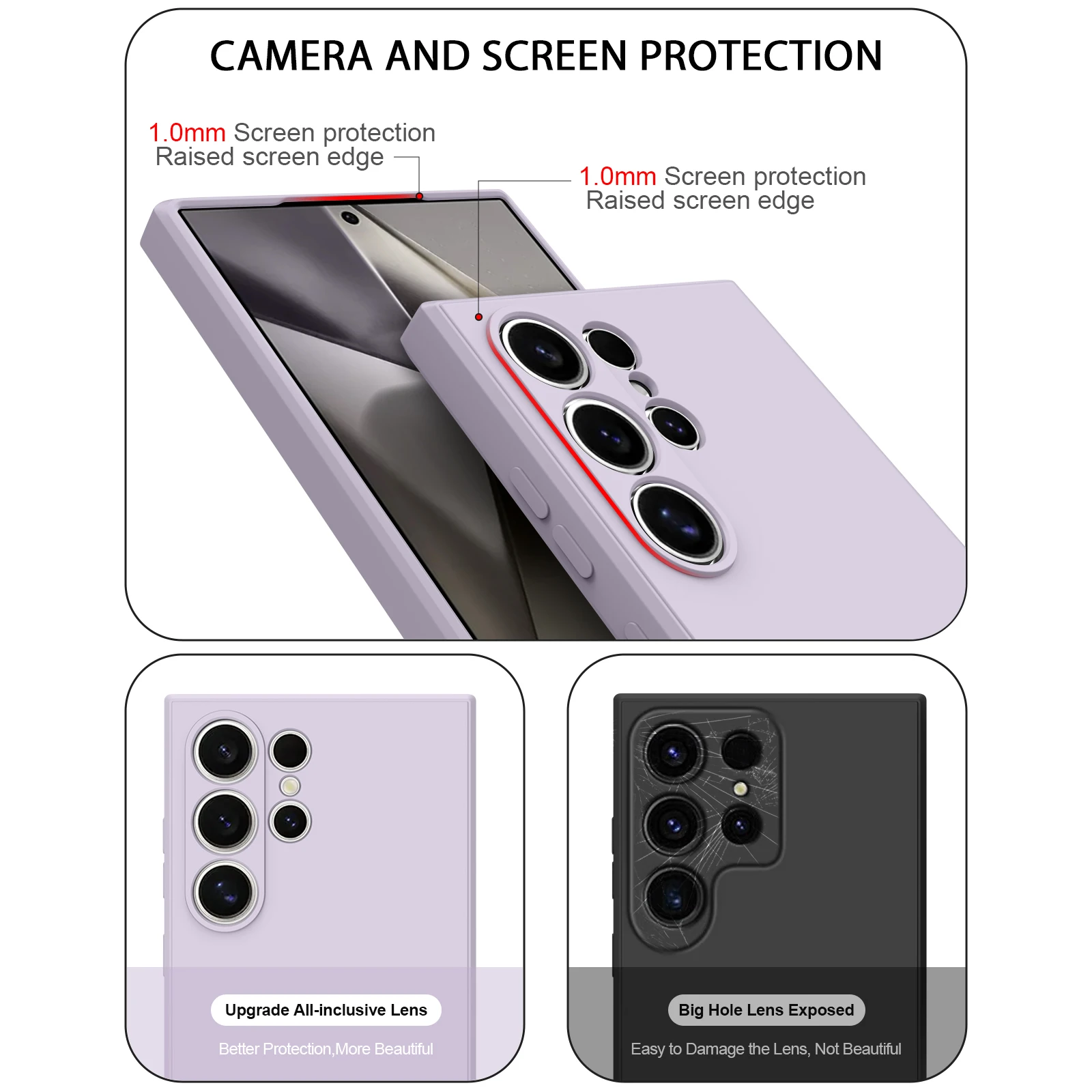 삼성 갤럭시 S24 울트라용 소프트 실리콘 휴대폰 케이스, 충격 방지 보호 커버, 휴대폰 액세서리