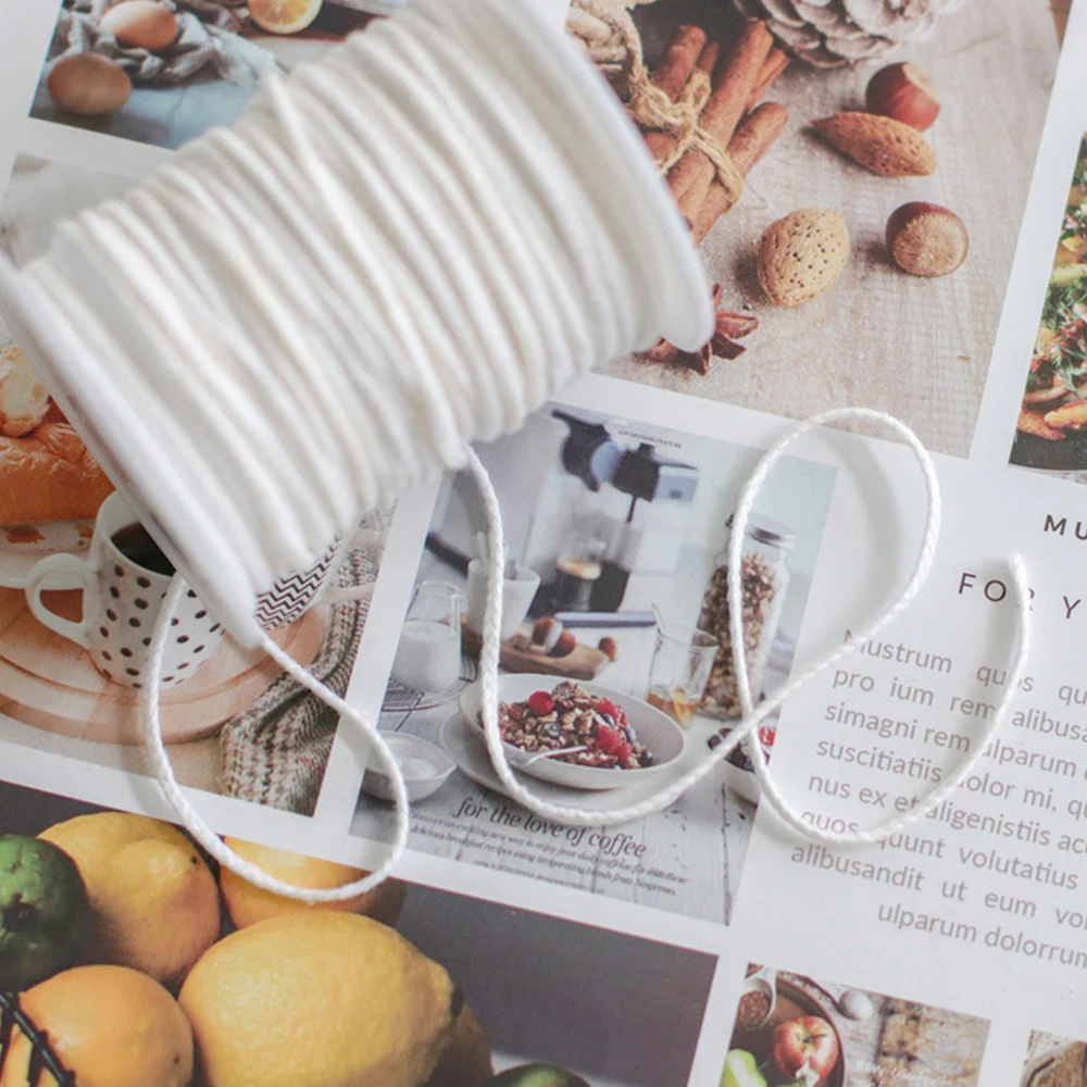 61 미터/롤 코튼 코어 땋은 심지 스풀 캔들 심지 오일 램프 용 나무 왁스 코어 홀더 수제 양초 만들기 용품