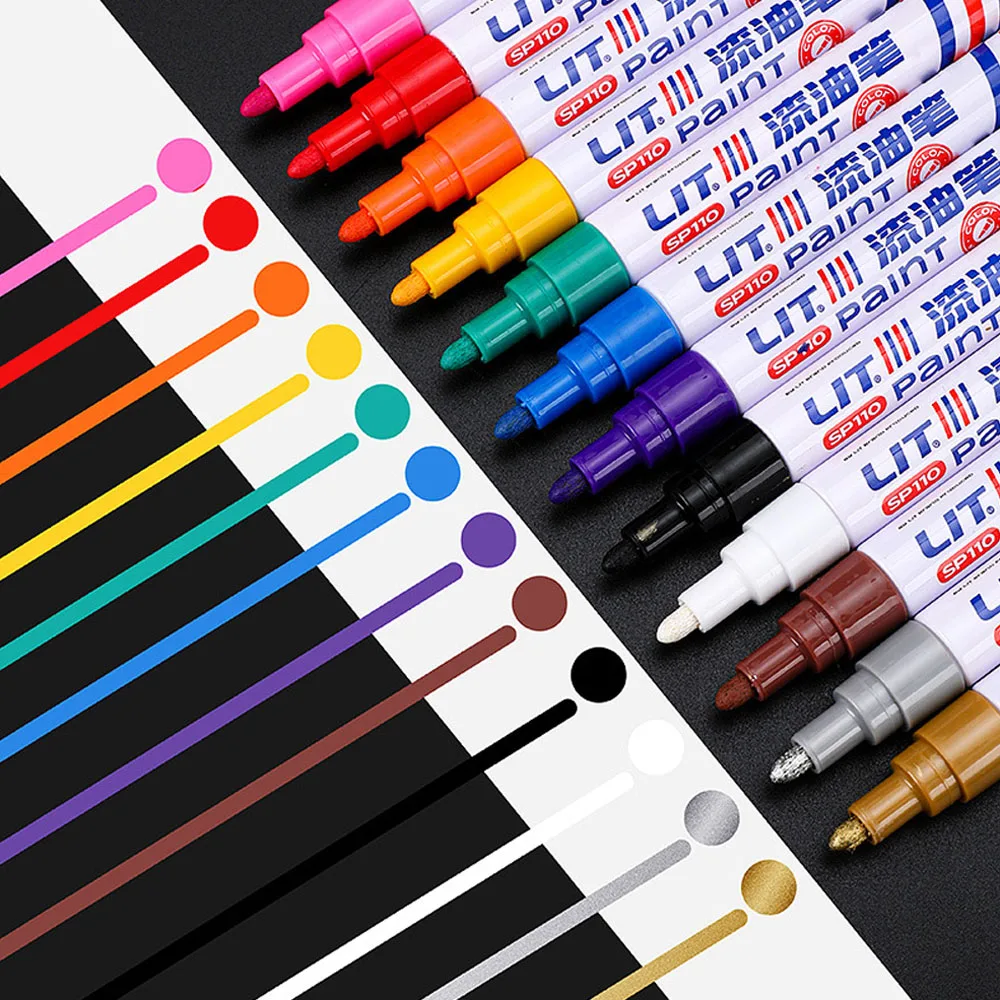 자동차 스크래치 수리 펜 자동 터치 업 페인트 펜 채우기 리무버 차량 고무 타이어 CD 자동차 스타일링을위한 금속 영구 페인트 마커