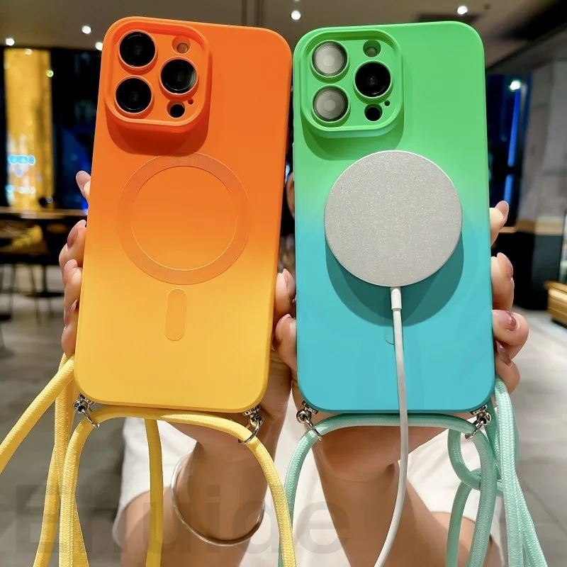 Magsafe iPhone 16 14 13 12 Pro Max 11 15 Plus 자기 그라디언트 컬러 카메라 용 크로스 바디 끈 케이스 충격 방지 커버 보호 title=Magsafe iPhone 16 14 13 12 Pro Max 11 15 Plus 자기 그라디언트 컬러 카메라 용 크로스 바디 끈 케이스 충격 방지 커버 보호 
