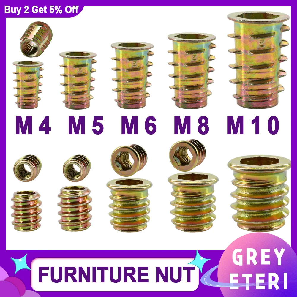 M4 M5 M6 M8 M10 가구 너트 아연 합금 육각 드라이브 삽입 너트 T 형 목공 목재 삽입 너트 테이블 책상 의자 침대 Nutsert title=M4 M5 M6 M8 M10 가구 너트 아연 합금 육각 드라이브 삽입 너트 T 형 목공 목재 삽입 너트 테이블 책상 의자 침대 Nutsert