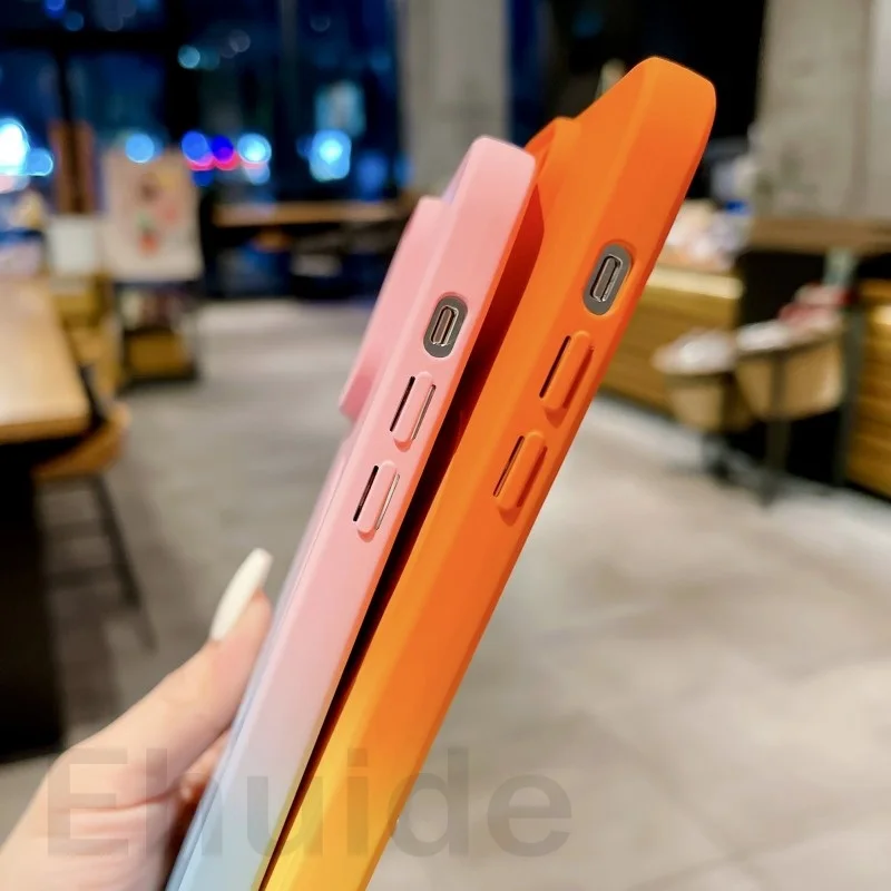 Magsafe iPhone 16 14 13 12 Pro Max 11 15 Plus 자기 그라디언트 컬러 카메라 용 크로스 바디 끈 케이스 충격 방지 커버 보호