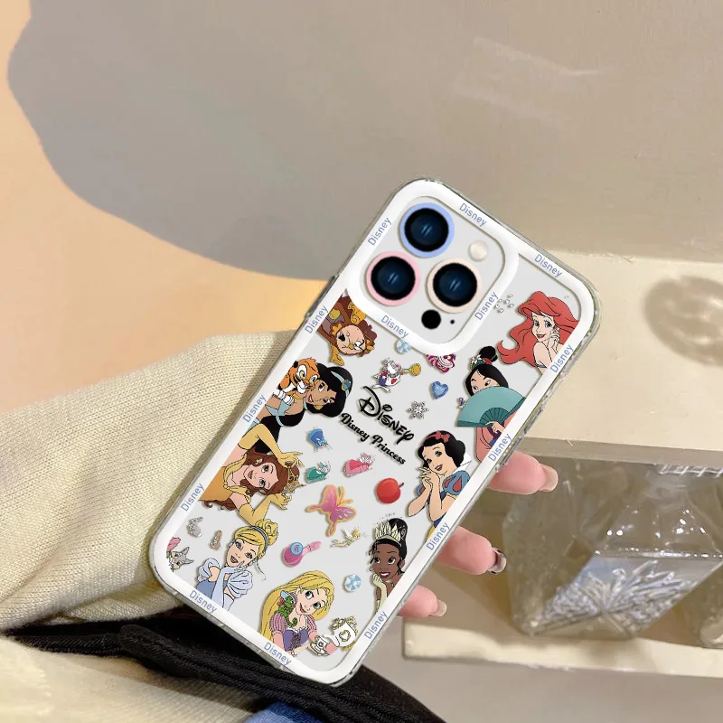 디즈니 공주 전화 케이스 IPhone 16 15 14 13 12 11 미니 프로 맥스 X XR XSMax 6S 6 7 8 플러스 SE20 투명 커버