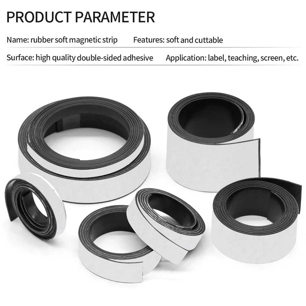 10/15/20/25/30/40/50x1.5mm 자기 접착 자기 테이프 고무 자석 테이프 강력한 유연한 자석 스트립
