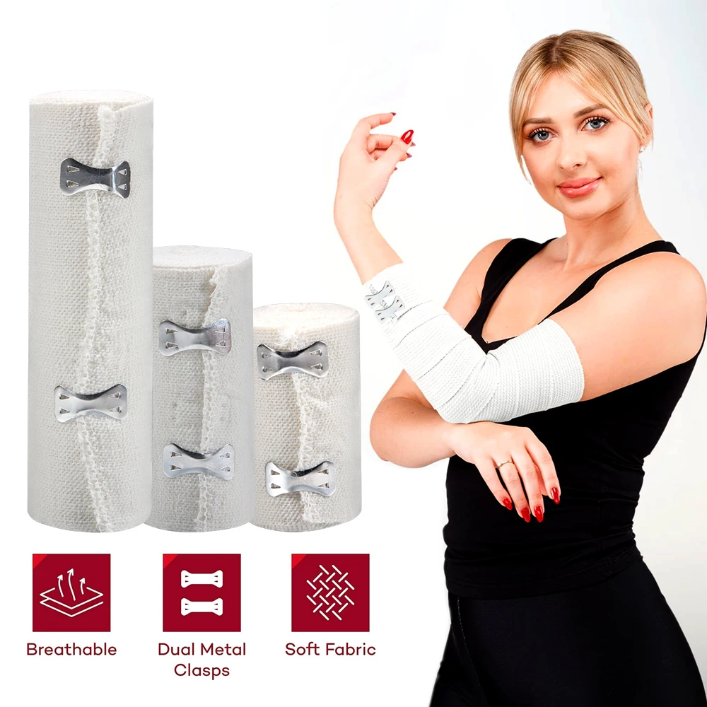 1 롤 탄력 붕대 랩, 스트레치 압축 붕대는 스포츠, 염좌, 종아리, 발목, 발을 위해 최대 450cm까지 늘어납니다.