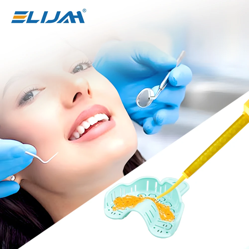 ELIJAH 50Pc 치과 실리콘 고무 운반 혼합 헤드 일회용 인상 재료 혼합 튜브 치과 재료