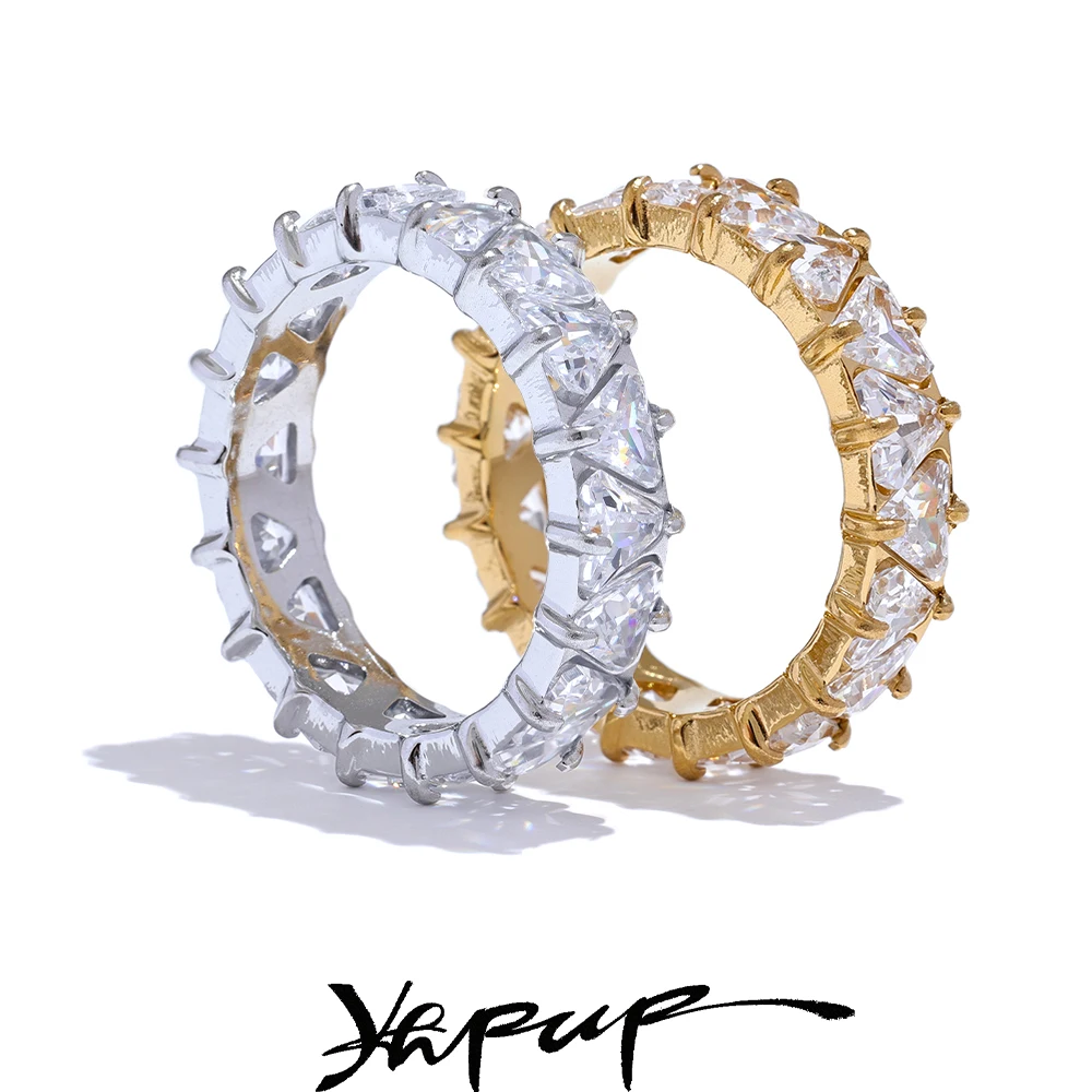 Yhpup 스테인레스 스틸 섬세한 블링 하트 큐빅 지르코니아 여성을위한 패션 반짝 이는 반지 고품질 기질 프리미엄 쥬얼리 title=Yhpup 스테인레스 스틸 섬세한 블링 하트 큐빅 지르코니아 여성을위한 패션 반짝 이는 반지 고품질 기질 프리미엄 쥬얼리 