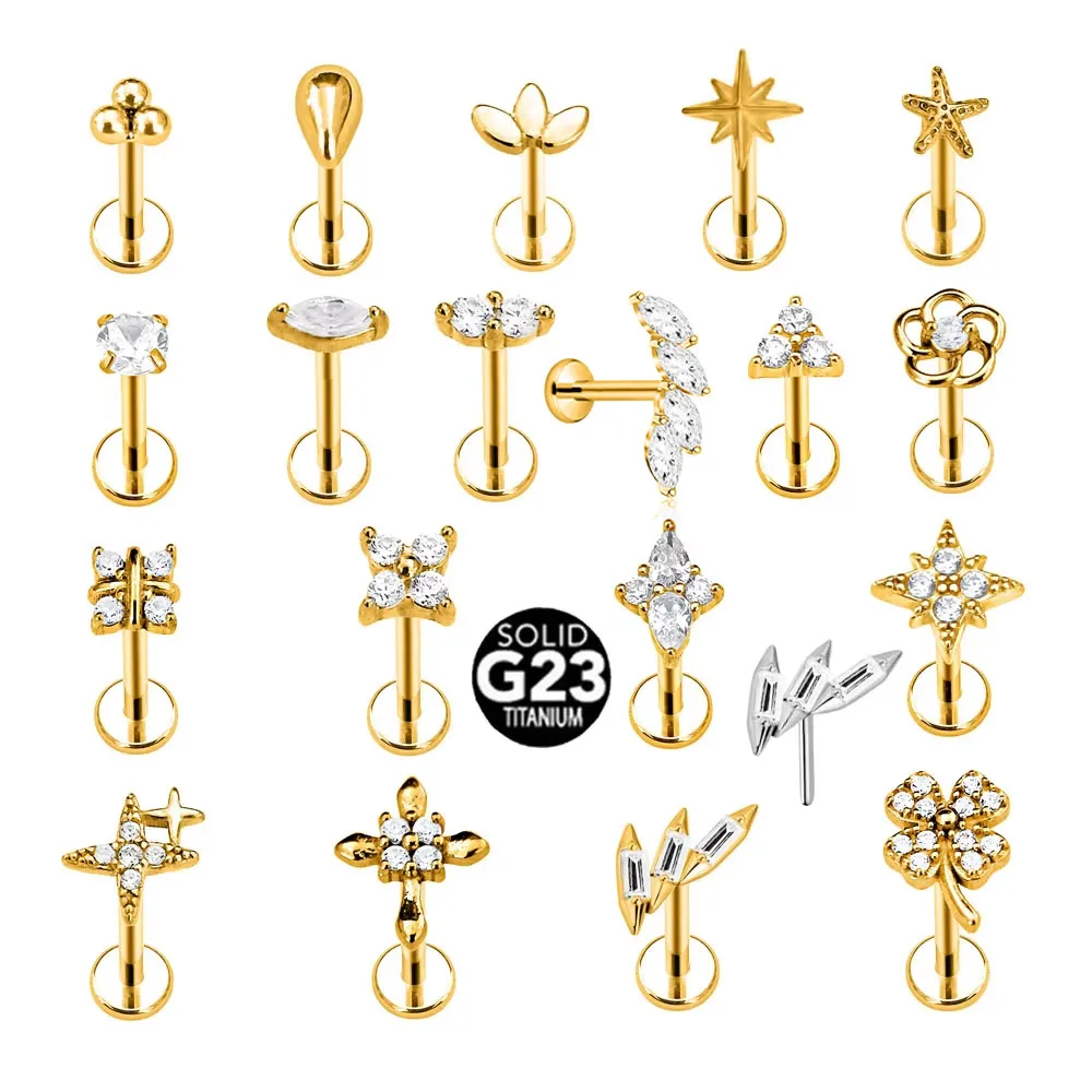 ASTM F136 G23 티타늄 플라워 하트 스타 드롭 스레드리스 피어싱 꽃잎 리프 문 핀 푸시 인 라브레트 스터드 Daith Conch 귀걸이 title=ASTM F136 G23 티타늄 플라워 하트 스타 드롭 스레드리스 피어싱 꽃잎 리프 문 핀 푸시 인 라브레트 스터드 Daith Conch 귀걸이