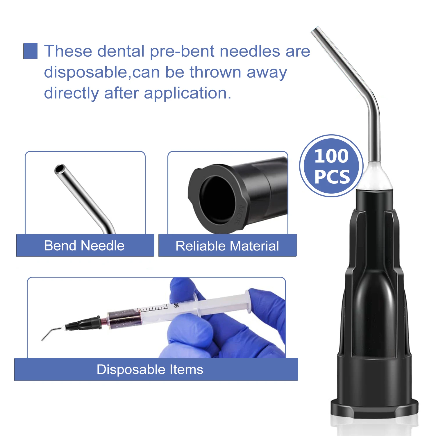 100 개/몫 장비 관개 구부러진 바늘 팁 치과 흐름 실란트 에칭제 복합 수지 산성 시약 Delievery 주사기 팁