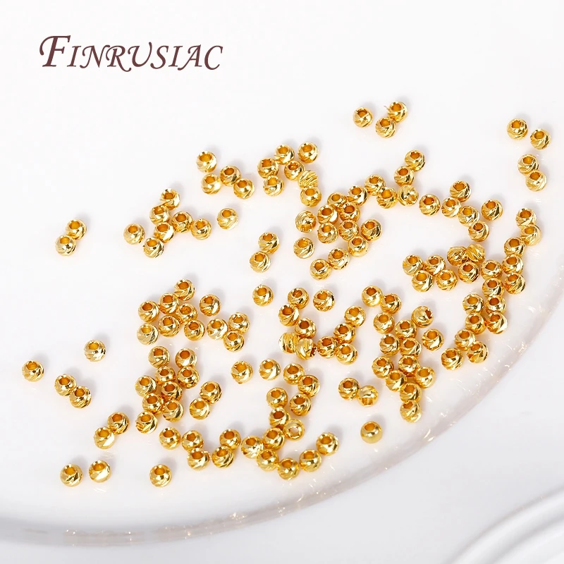 보석에 대 한 2.5/3/4/5/6MM 스페이서 비즈 구슬, DIY 구슬 결과, 컷 패턴 라운드 구슬에 대 한 18K 골드 도금 구분 기호