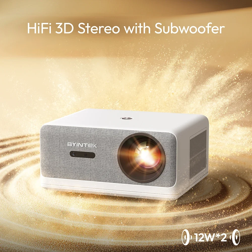 BYINTEK LOVE U14 풀 HD 1080P 프로젝터, 1250ANSI 자동 초점 홈 시어터 시네마 프로젝터, 4K 스마트 블루투스 와이파이 6 지원