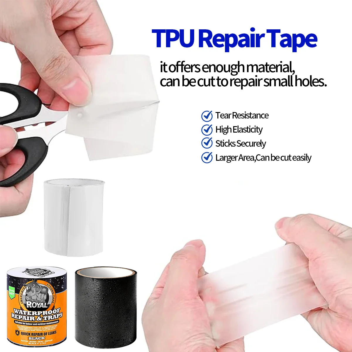 강력한 누출 씰링 테이프, 고강도 인성 수영 링 텐트 수도관의 빠른 수리 자체 접착 방수 테이프
