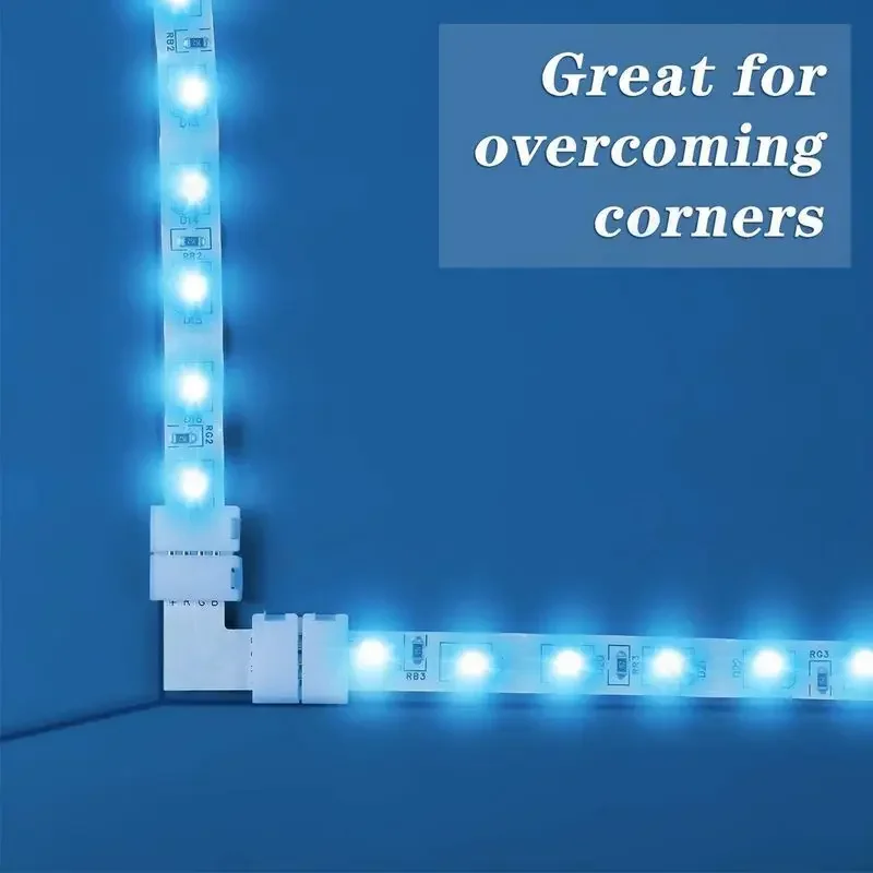 10pcs 솔더리스 LED 스트립 커넥터 2 4 5 핀 10mm 8mm L/T 유형 SMD 5050 2835 LED 스트립 용 배선되지 않은 Gapless 터미널 확장