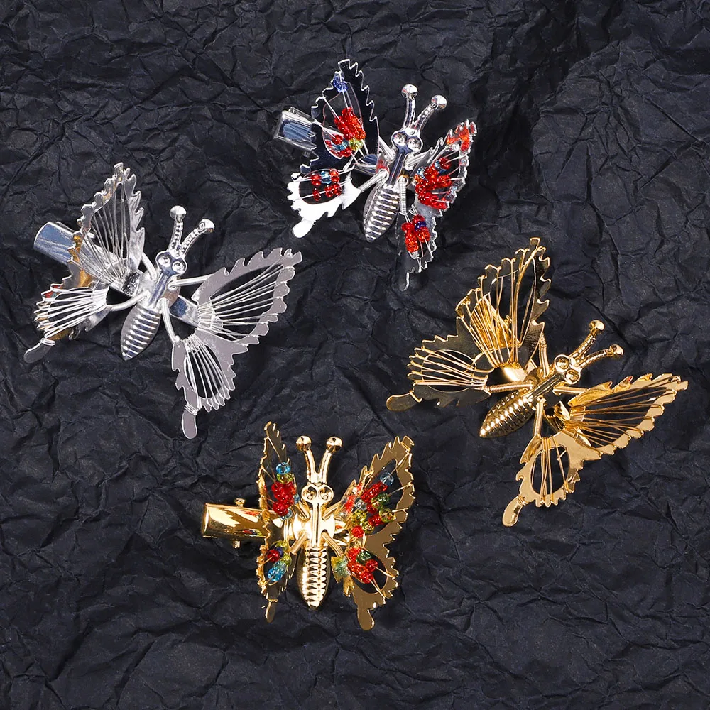 2 개/대 여자를위한 패션 금속 골드 중공 나비 머리핀 여자 머리 장식 클립 자용 머리띠 헤어 액세서리